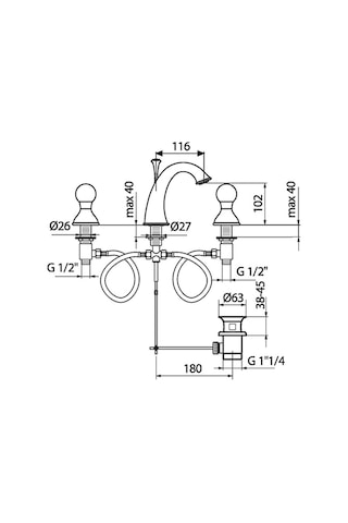 İtalyan Webert Karenina 3 Deli Kli Lavabo Bataryası Swarovsky Taşlı Krom Sifon Kumandali
