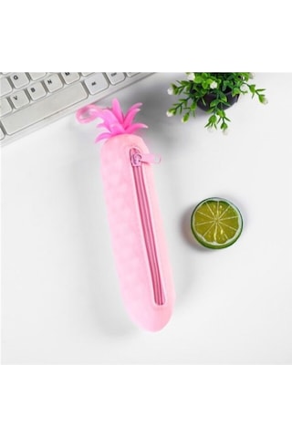 Ananas Silikon Kalem Kutu Pembe