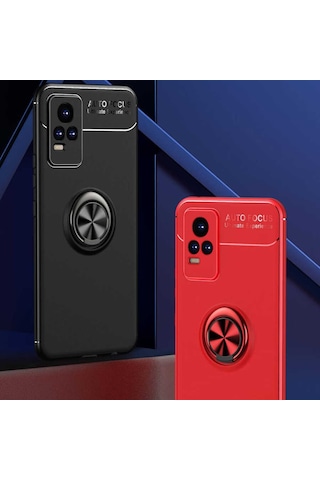 Goocamp Vivo V21e Kılıf Ravel Silikon Kapak - Kırmızı Kirmizi
