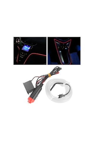 Wezone Araba İç Dekorasyon Led Işık Şeridi 4m, Klips Tipi, Kırmızı Renk, Sigara Ateşleyici Beslemeli, Esnek Ve Kolay Kurulum