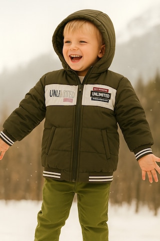Esila Kids Çocuk Mont Kapüşonlu Mont Fermuarlı Mont 5-8 Yaş Haki