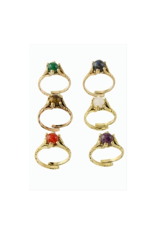 Yuvarlak Doğaltaşlı Otantik Yüzük - Lapis N145 Çok Renkli 64989987