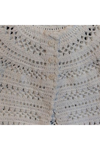 Uretti - Talia 8659 4701 El Örgüsü Koton İp Kız Çocuk Beyaz Hırka- 0-6 Ay Beyaz