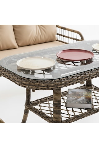 Capri Swing Pisa İkili Rattan Bahçe Balkon Oturma Grubu Açık Kahve 753