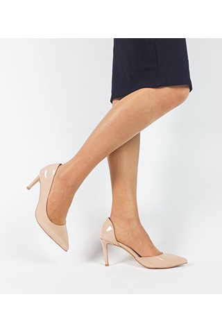 Ten Renk Rugan Karnıyarık İnce Topuk Kadın Stiletto Ten
