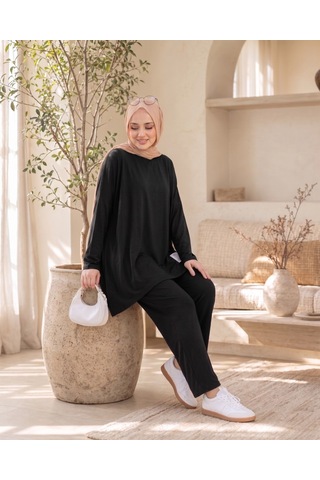 Unika Boutique Kadın Arma Detaylı Salaş İkili Takım siyah