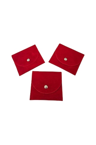 Kadife Süet Zarf Kese Kırmızı 25 Adet 8x10 Boy Takı, Altın Kesesi Çıtçıtlı