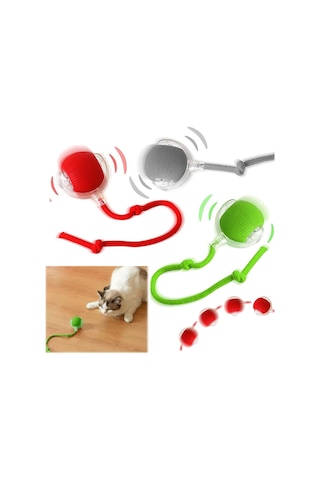 Pribor Kediler Ve Köpekler İçin Kuyruklu Etkileşimli Oyun Topu, İpli Usb Şarjlı 3 Modlu 1 Adet