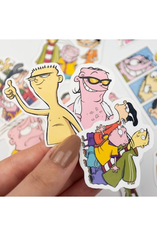 Ed, Edd Ve Eddy 20 Parça Sticker Paketi Yapışkanlı Kaliteli Su Geçirmez Etiket Seti Çok Renkli