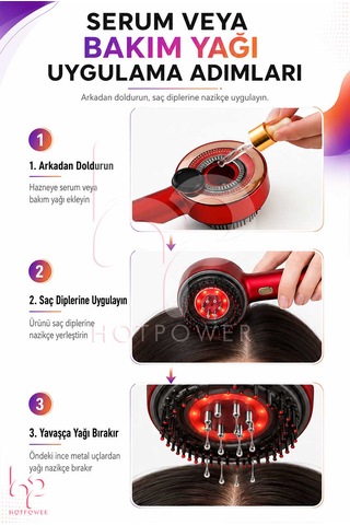 Hot Power Led Işıklı Saç Derisi Masaj Tarağı + Mini Tarak