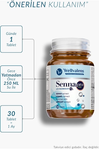 Wellvalens Sennapro Lax İkili Paket Sinameki, Magnezyum, Kayısı & Rezene İle Sindirim Konforu Ve Bağırsak Desteği 60 Tablet