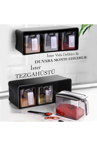 3 Lü Baharatlık Set Duvar Askılı Royaleks-l677 Asorti