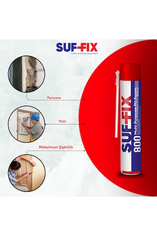 Suf-fix 800 Pipetli Montaj Köpüğü 750ml 12 Adet Toptan Paket Yalıtım Köpüğü