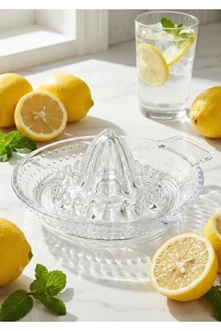 Cam Limon Sıkacağı, Şeffaf, Manuel Meyve Sıkacağı, Klasik Model Çok Renkli