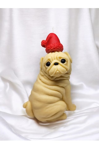 Yılbaşı Parti Temalı Dekoratif Tasarım Pug Köpek Mum