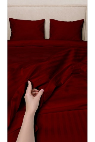 Tek Kişilik %100 Pamuk Saten Nevresim Seti Premium Seri 8 Renk Seçeneği 160x220 Bordo