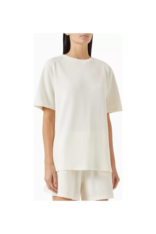 Enandı Cotton Blend Textured T-shirt, Hafif Ve Nefes Alabilir Dokulu Üst Krem