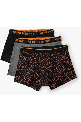 Koton 3'Lü Boxer Seti Slogan Baskılı Çok Renkli Siyah Desenli 5Wlm90001Mk