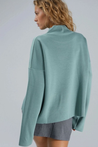 Hiccup My Fashıon Oversized Fitilli Balıkçı Yaka Kazak Adaçayı Yeşili