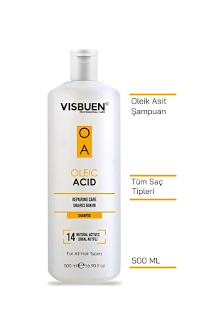 Visbuen Oleik Asit 14 Doğal Aktifli Yıpranmış Saçlar İçin Onarıcı Bakım Şampuanı 500 ML