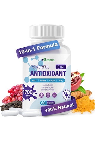 İngreens Powerful Antioxidants With Nad Nmnh Coq10 Resveratrol Spermidine Glutathione 60 Caps Aromasız