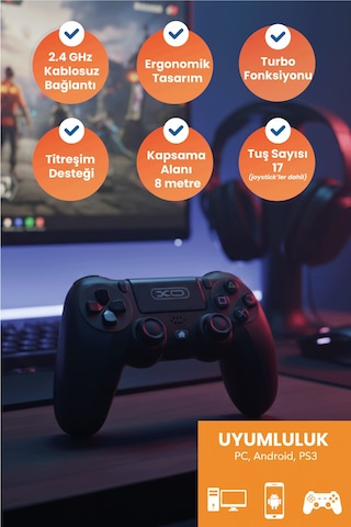 Gp4 2.4g Wireless Kablosuz Pilli Analog 2 Adet Oyun Kolu - Joystick