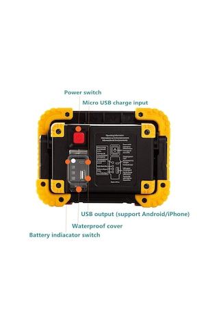 Watton 750 Lümen Şarjlı Ve Powerbanklı Projektör El Feneri Kırmızı - Siyah