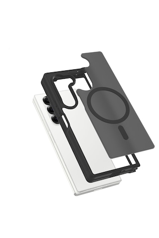 Samsung Galaxy Uyumlu Z Fold 6 Kılıf Kamera Korumalı M-safe Şarj Özellikli Yüzey Mat Darbe Emici Lunex Kapak Siyah