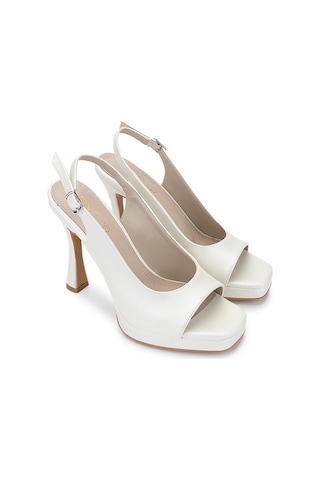Tamer Tanca Kadın Vegan Beyaz Sedef Topuklu Ayakkabı 891 753 Bn Ayk Y25 Beyaz Sedef Beyaz