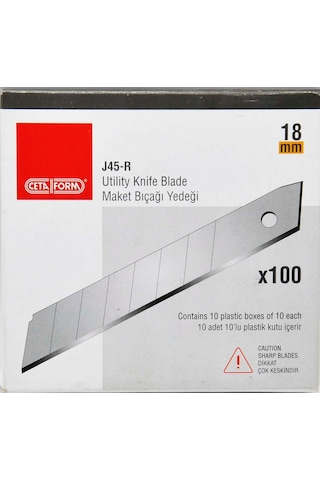 Ceta Form J45-R Maket Bıçak Yedeği 18MM 10'Lu 10 Paket 100 Adet