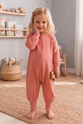 Baby Mod Müslin Uyku Tulumu 1.0 Tog Çocuk Yazlık Uyku Tulumu Uyku Gurusu %100pamuk Doğal Kumaş Tarçın