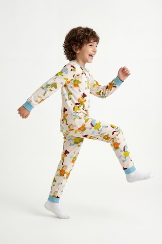 Penti Ekru Erkek Çocuk Look Retro Uzun Kollu Pamuklu 2'li Pijama Takımı