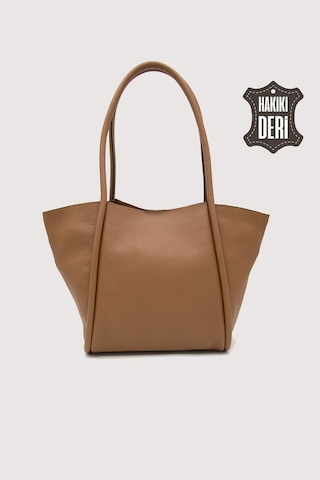 Hakiki Deri Kadın Organizerlı Omuz Çantası Taba Smr9205 Taba