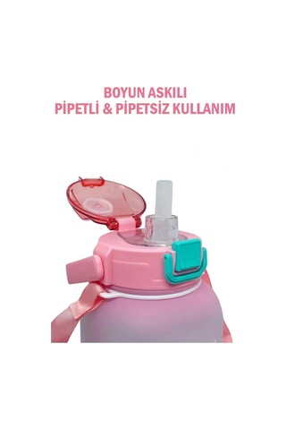 Vagonlife Vgn2275-t Pembe 1100ml Çocuk Pipetli/pipetsiz Kullanım Su Matarası -askılı