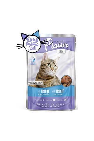 Plaisir 100Gr Pouch Alabalık&Karidesli Yaş Kedi Maması 22Adet