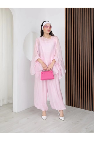 Nazzain Oversize Tül Gömlek Pembe