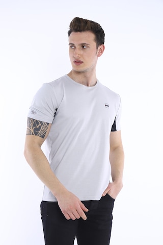 Escetic Erkek Gri Erkek Slim Fit Pamuklu Kısa Kollu Bisiklet Yaka T-Shirt