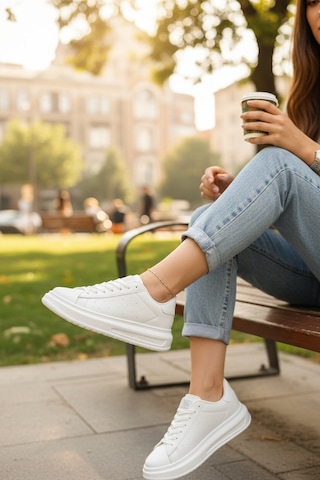 Enoch Kadın Yüksek Tabanlı Ortopedik Sneaker Yürüyüş Ayakkabısı Beyaz