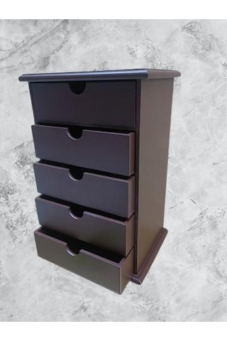 Hobi Erdl Model 90528 Ahşap Takı Şifonyer 5çekmeceli Ceviz Rengi El Yapımı