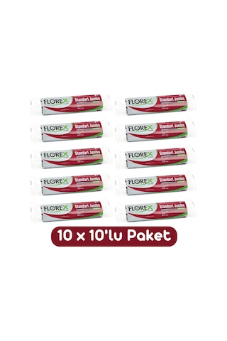 Florex Standart Jumbo Boy Çöp Torbası 80x110 Cm 10'lu Rulo Siyah 10 Rulo (100 Adet)
