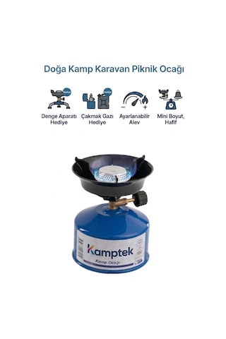 Kamp Doğa Ocağı Set Kolay Taşınabilir Denge Aparatlı Çakmak Gazı Hediyeli Çok Renkli