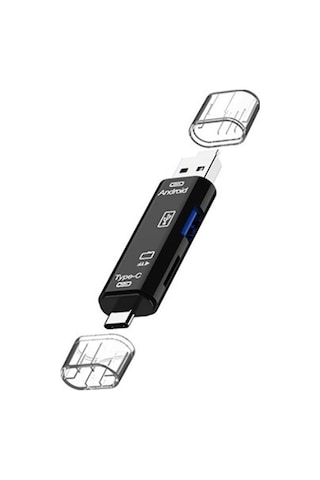 Smart OTG 3 In 1 Type-C ve Micro Usb TF Card Reader Çevirici