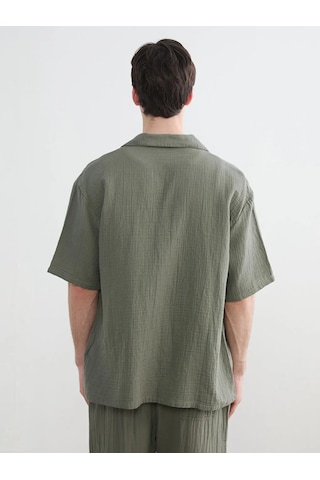 Lc Waikiki Haki Loose Fit Resort Yaka Müslin Erkek Gömlek