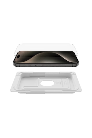 Belkin Ova135zz iPhone Uyumlu 15 Pro Sf Temperli Cam Ekran Koruyucu