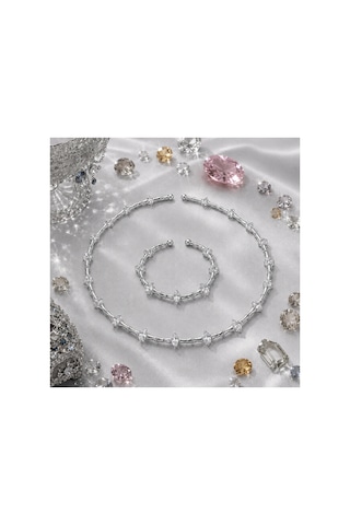 Éclat Collection Markiz Choker Kolye Bileklik Set Gümüş Gümüş