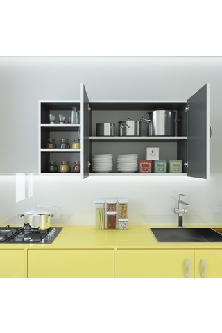 Kenzlife hazır mutfak castus22 gri 060*120*22 mutfak banyo dolabı kapaklı raflı