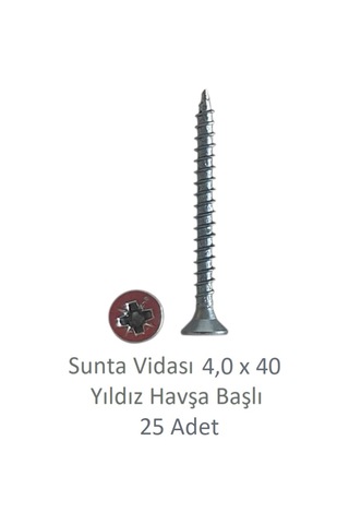 Sunta Vidası, 4,0 X 40 Mm, 25 Adet, Yhb Vida 4 x 40