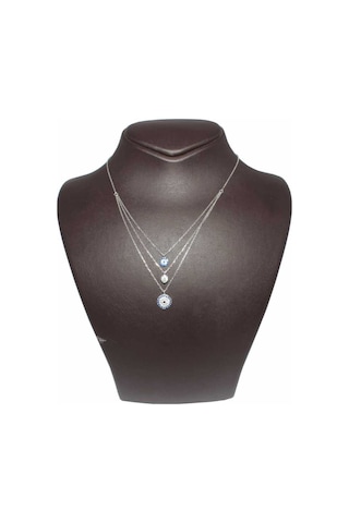 925 Ayar Gümüş Nazar Boncuklu ve Taşlı Kolye 125987932