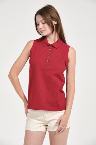 Kadın Regular Fit Kolsuz Polo Kirmizi