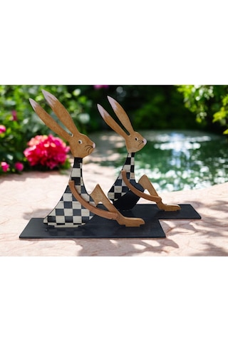 Ahşap Tavşan Ailesi, Tavşan Sofra Sunumu, Çocuk Odası Dekor, Deko